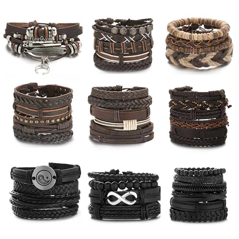 Hot Sale Men Feather Leather B - Men'S Accessories Jewelry Sale ulasan dan harga