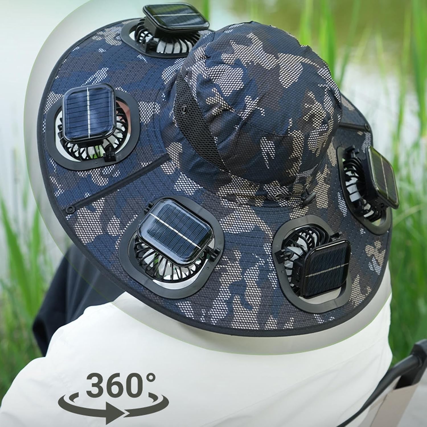 Hot 6 Fans Solar Fan Hat Breat - Men Accessories H&M ulasan dan harga