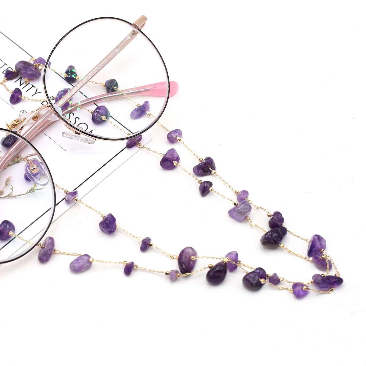 Natural Amethyst Stone Beaded  - Men'S Accessories Chain ulasan dan harga