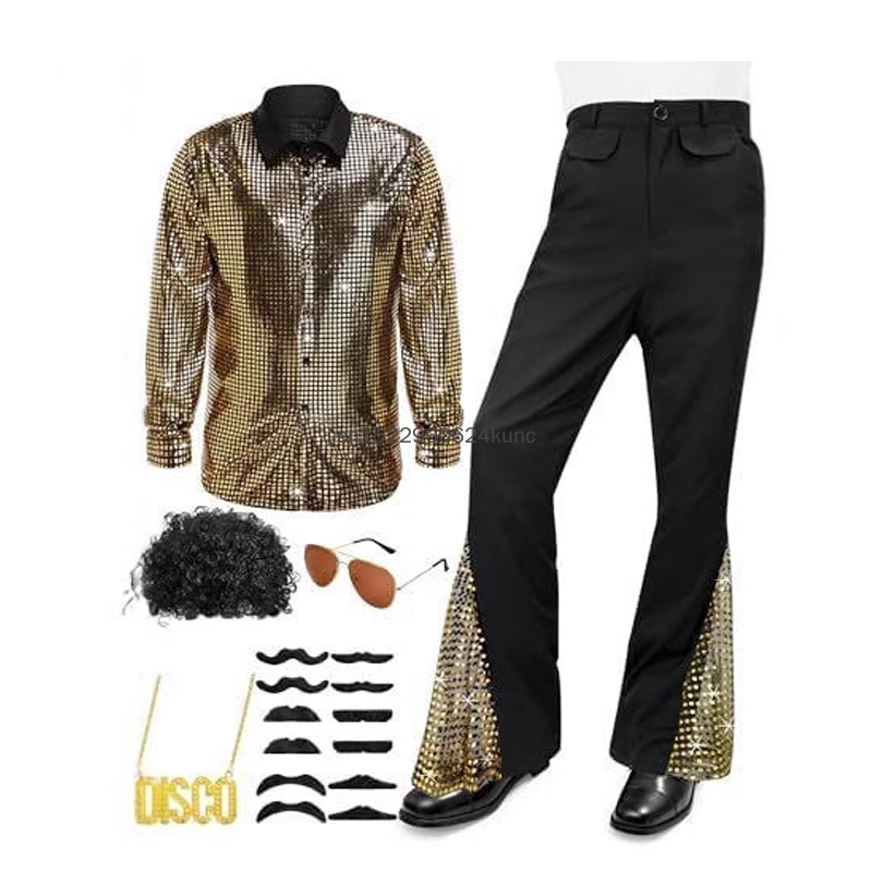 70s Vintage Disco Costume for  - Men Accessories Kit ulasan dan harga