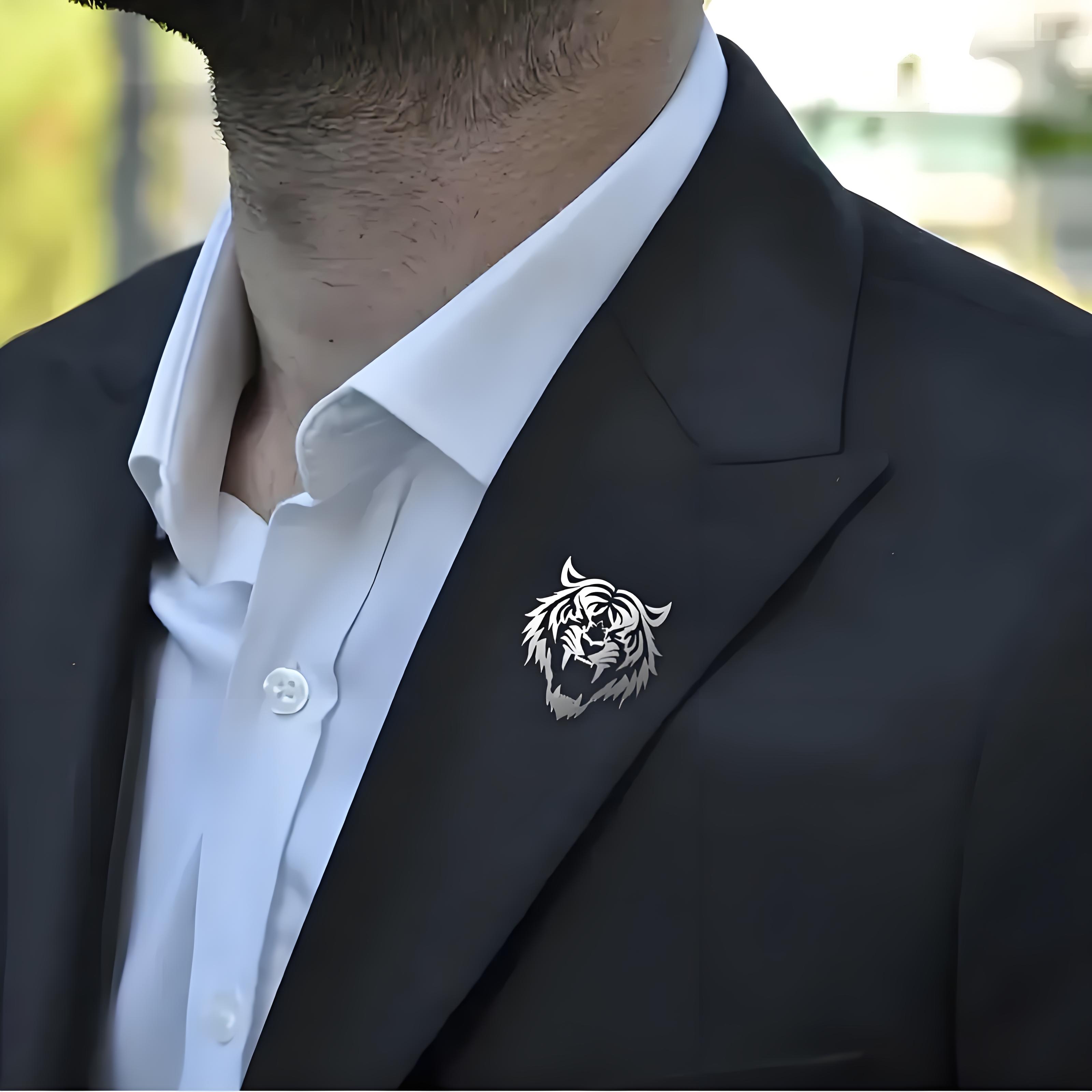 Men's Stainless Steel Tiger He - Men Accessories Brooch ulasan dan harga