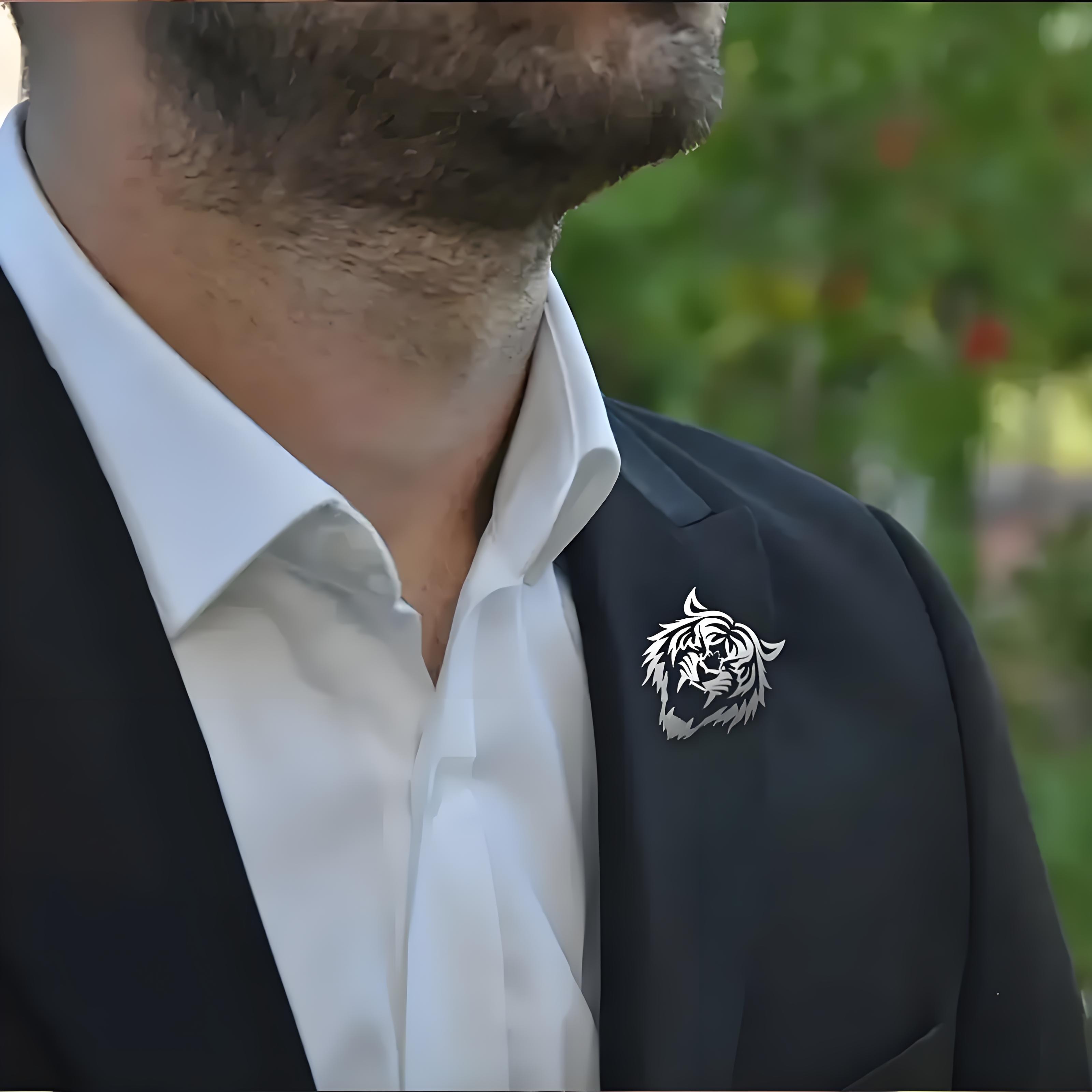 Men's Stainless Steel Tiger He - Men Accessories Brooch ulasan dan harga