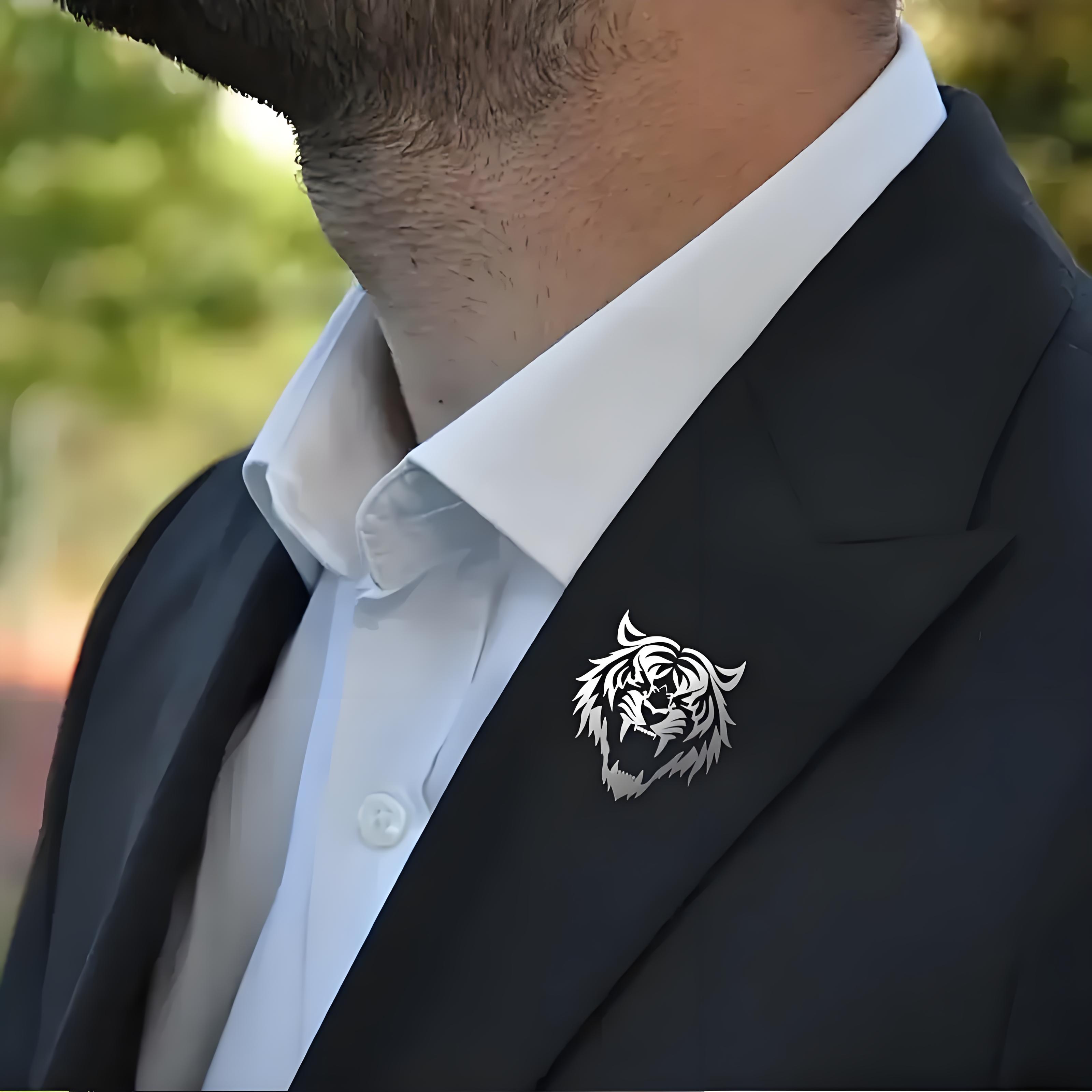 Men's Stainless Steel Tiger He - Men Accessories Brooch ulasan dan harga