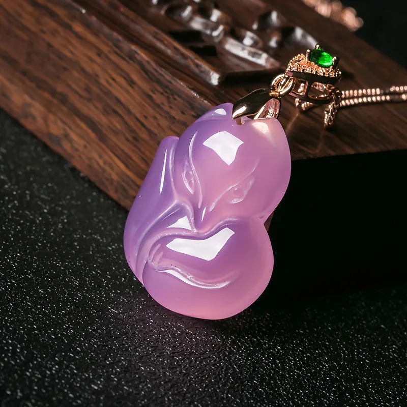 Natural Purple Agate Fox Penda - Men'S Accessories Chain ulasan dan harga
