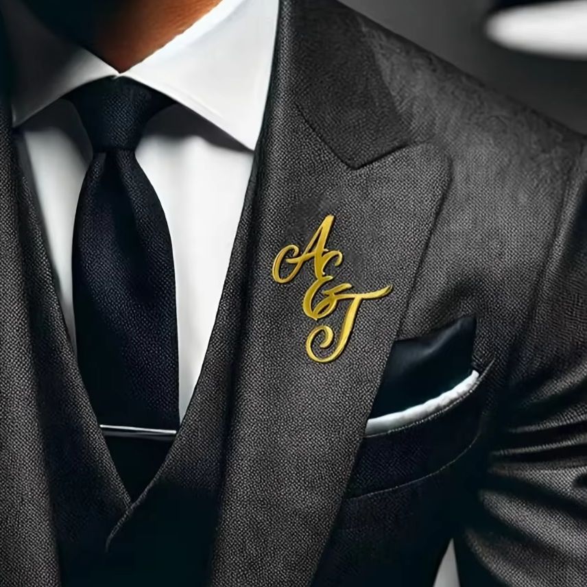 Custom Monogram Initial Name S - Men Accessories Brooch ulasan dan harga